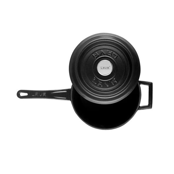 Lava Döküm Yuvarlak Sos Tenceresi. Döküm Demir Yekpare Saplı Trendy Serisi Çap(Ø18 cm.  Mat Siyah - 2