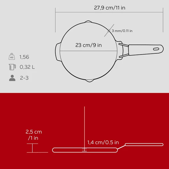 Lava Döküm Yuvarlak Sığ Izgara Tavası Silikon Tel Saplı Çap(Ø)23cm.  Kırmızı - 7