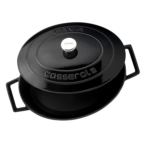Lava Döküm Oval Tencere. Folk Serisi Ölçü 21x27cm.  Siyah - 3