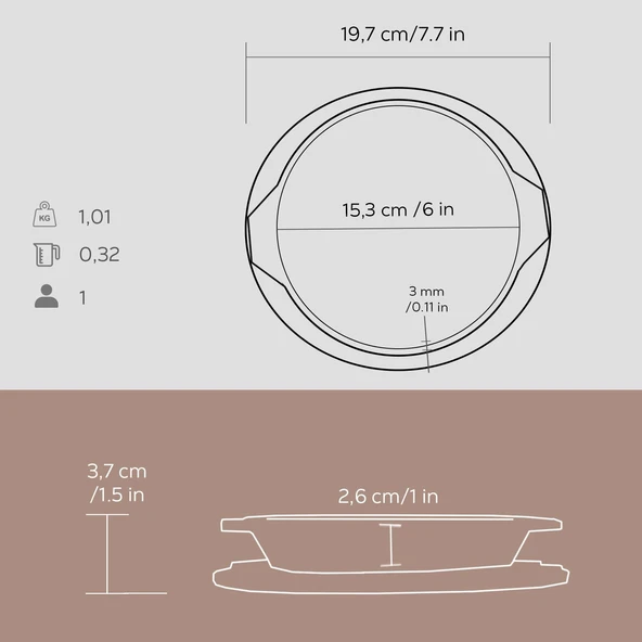Lava Döküm Yuvarlak Servis Tabağı ve Ahşap altlığı. Çap(Ø)16cm. - 3