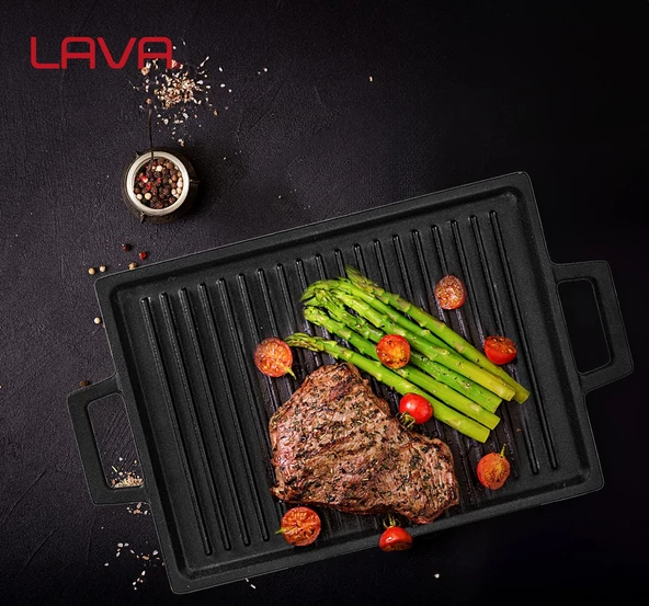 Lava Döküm Dikdörtgen Çift Yön Izgara ve Düz Yüzey Hot Plate Ölçü 22x15cm. - Resim 7
