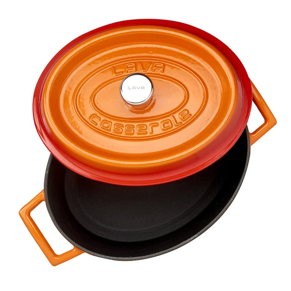 Lava Döküm Oval Tencere. Trendy Serisi Ölçü 21x25cm.  Turuncu - Resim 3