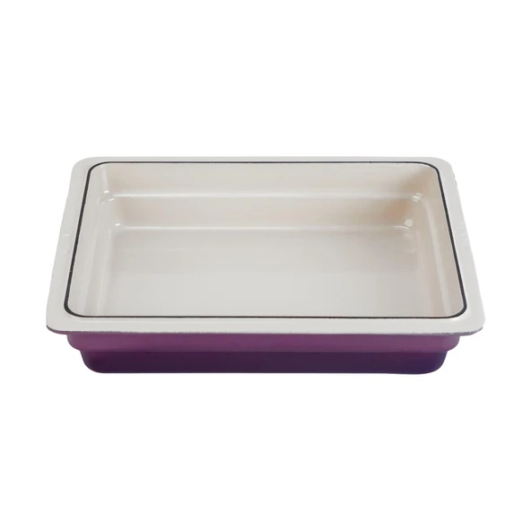 Lava Döküm Dikdörtgen 1/2 Gastronomi Küvet Ölçü 26x33cm.  Mor - Resim 3