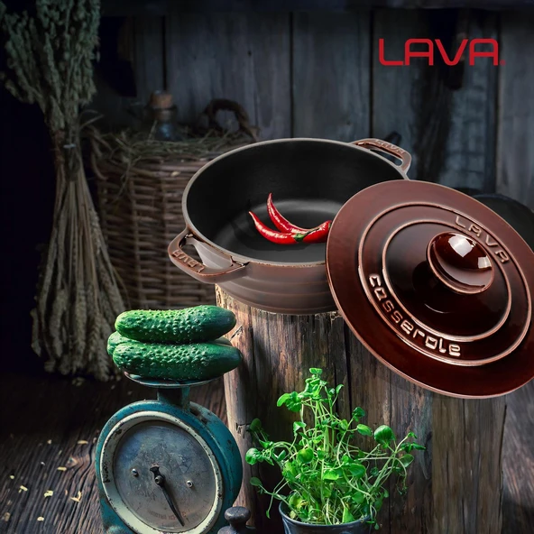Lava Döküm Yuvarlak Tencere Döküm Demir Kapak Experience Majolik Serisi Çap(Ø)28cm  Mor - 7