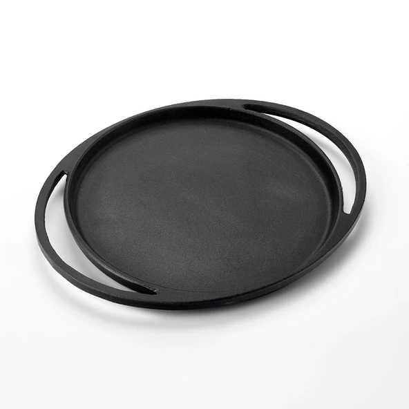 Lava Döküm Yuvarlak Pizza Krep Pankek Tavası Döküm Demir Yekpare Çift Kulplu Çap(Ø)20cm. - Resim 2