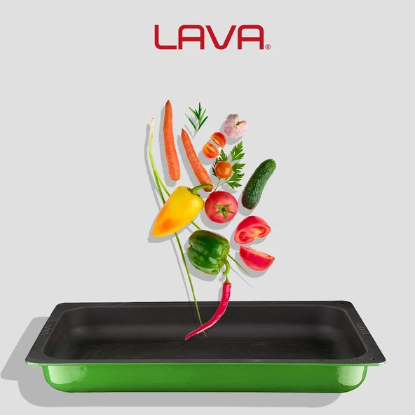 Lava Döküm Dikdörtgen 1/1 Gastronomi Küvet Ölçü 32x53cm.  Yeşil - 5