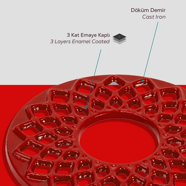 Lava Döküm Demir Nihale Çap(Ø)20cm. Kırmızı - 5
