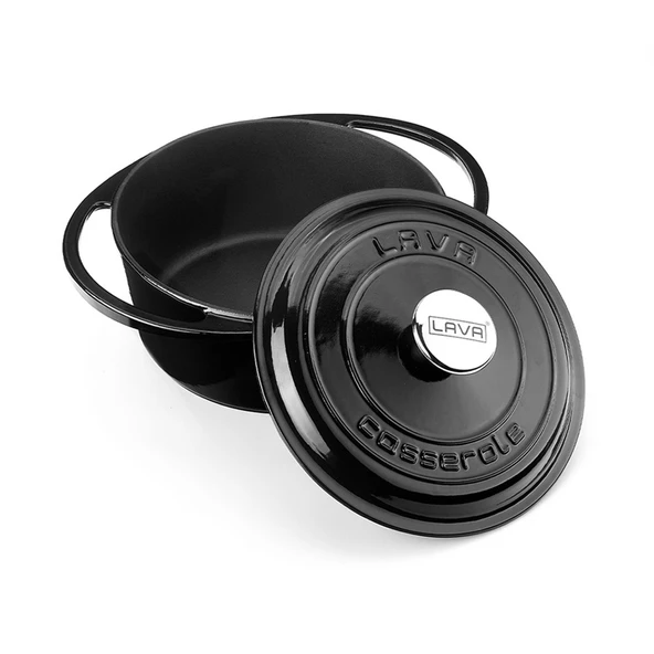 Lava Döküm Yuvarlak Tencere Döküm Demir Kapak Heritage Serisi Çap(Ø)24cm  Siyah - Resim 2