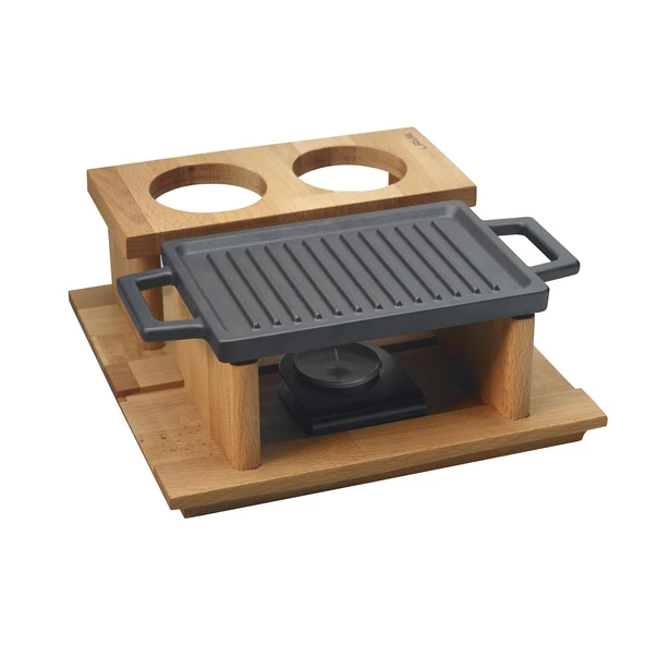Lava Döküm Dikdörtgen Çift Yön Izgara ve Düz Yüzey Hot Plate Kayın Servis Ahşabı Ölçü 22x15cm. (Iısıtıcı dahil değildir) - Resim 7