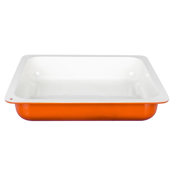 Lava Döküm Dikdörtgen 2/3 Gastronomi Küvet Ölçü 35x32cm.  Turuncu - Resim 4