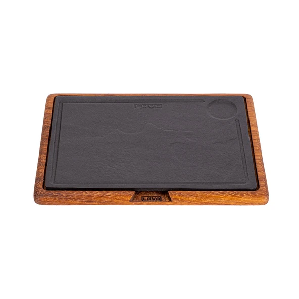Lava Döküm Ahşap ve Döküm Demir Hot Plate Servis Tahtası. Ölçü 24x33cm.