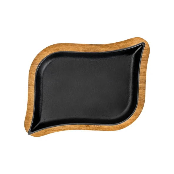 Lava Döküm Dikdörtgen Servis Tabağı ve Ahşap altlığı. Ölçü 13x19cm. - 3