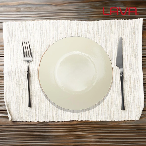 Lava Döküm Yuvarlak Servis Tabağı ve Kayın Servis Ahşabı. İçi Sable Çap(Ø)25cm. - 6