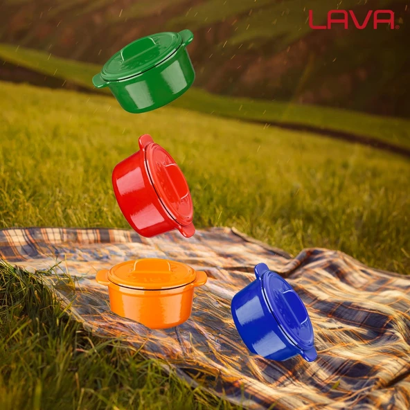 Lava Döküm Mini Tencere Folk Serisi Çap(Ø)9 cm.  Mavi - 8