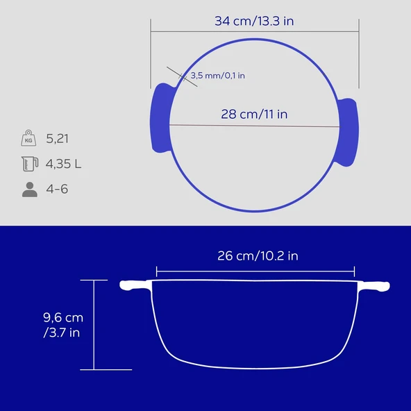 Lava Anatolia Selçuklu Güveci Çap (Ø)26 cm.  Mavi - Resim 6