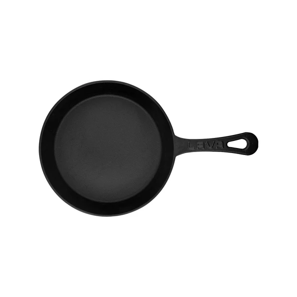 Lava Döküm Yuvarlak Kızartma Tavası Yekpare Saplı Kayın Servis Ahşabı. Çap(Ø)20cm - 3