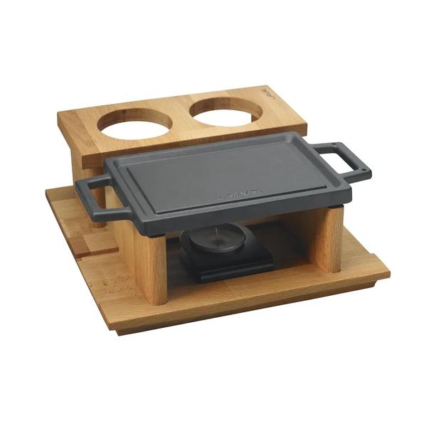 Lava Döküm Dikdörtgen Çift Yön Izgara ve Düz Yüzey Hot Plate Kayın Servis Ahşabı Ölçü 22x15cm. (Iısıtıcı dahil değildir) ürün görseli