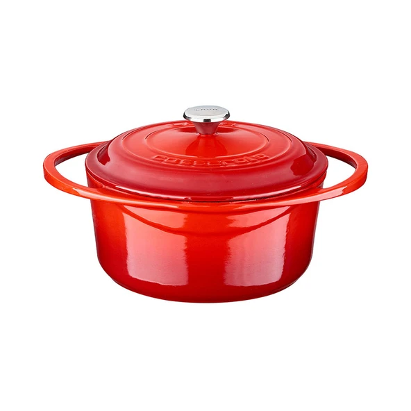 Lava Döküm Yuvarlak Tencere Döküm Demir Kapak Heritage Serisi Çap(Ø)20cm  Kırmızı - 1