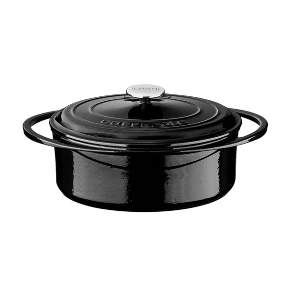 Lava Döküm Oval Tencere Döküm Demir Kapak Heritage Serisi Ölçü 22x28cm.  Siyah ürün görseli