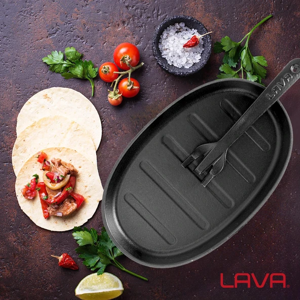 Lava Döküm Oval Fajita Tabağı Ölçü 18x28cm. (Harici tava tutucu dahil değildir.) - 5