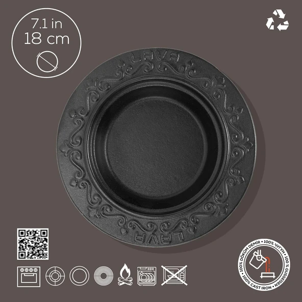 Lava Döküm Oval Döner Sos Tabağı. Çap(Ø)18cm. - 2