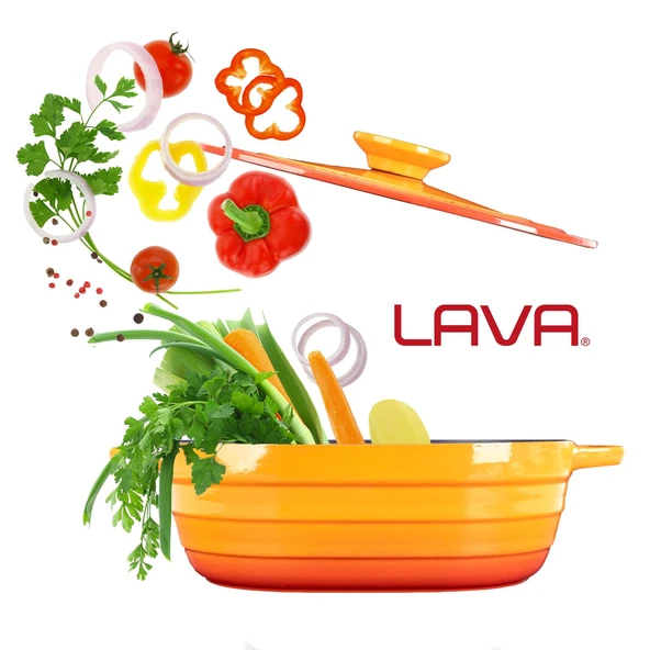 Lava Döküm Oval Tencere Döküm Demir Kapak Experience Serisi Ölçü 24x33cm.  Turuncu - Resim 7