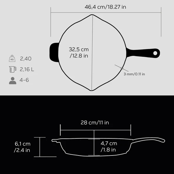 Lava Döküm Yuvarlak Izgara Tava Döküm Demir Yekpare Saplı Çap(Ø)28cm. - 5