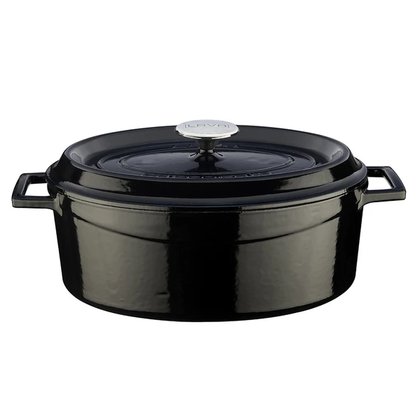 Lava Döküm Oval Tencere. Trendy Serisi Ölçü 23x29cm.  Siyah ürün görseli 1