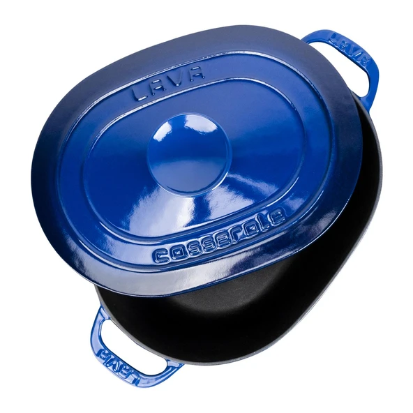 Lava Döküm Oval Tencere Döküm Demir Kapak Experience Serisi Ölçü 24x33cm.  Mavi - Resim 3