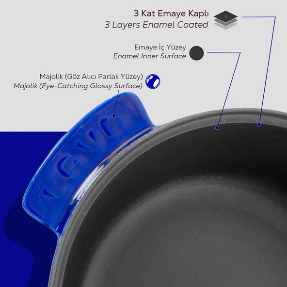 Lava Anatolia Selçuklu Güveci Çap (Ø)26 cm.  Mavi - Resim 7