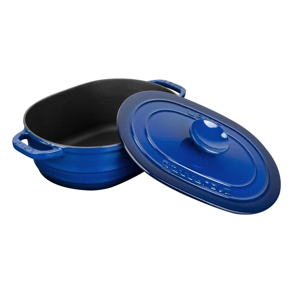 Lava Döküm Oval Tencere Döküm Demir Kapak Experience Serisi Ölçü 24x33cm.  Mavi - Resim 2