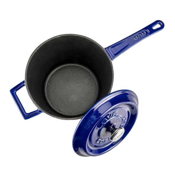 Lava Döküm Yuvarlak Sos Tenceresi Döküm Demir Yekpare Saplı Premium Serisi Çap(Ø)18cm. Mavi - 3