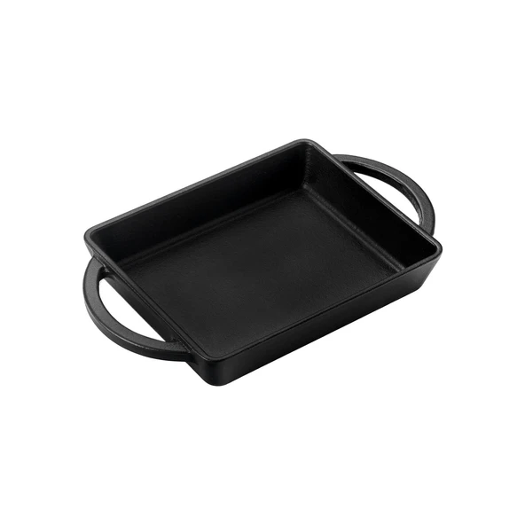 Lava Döküm Dikdörtgen Sahan Döküm Demir Yekpare Çift Kulplu Ölçü 12x15cm. - 2