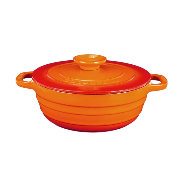 Lava Döküm Yuvarlak Tencere Döküm Demir Kapak Experience Serisi Çap(Ø)28cm  Turuncu ürün görseli