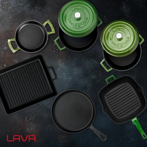 Lava Döküm 5x Trendy Serisi 8 Parça Tencere & Tava Seti  Yeşil - Resim 8