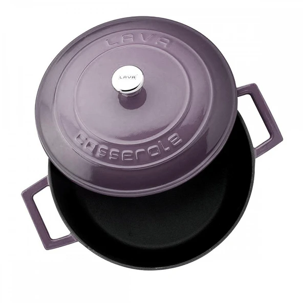 Lava Döküm Yuvarlak Tencere. Folk Çap(Ø)24cm.  Mor - Resim 3