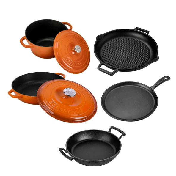 Lava Döküm 5x Trendy Serisi 8 Parça Tencere & Tava Seti  Turuncu - Resim 3