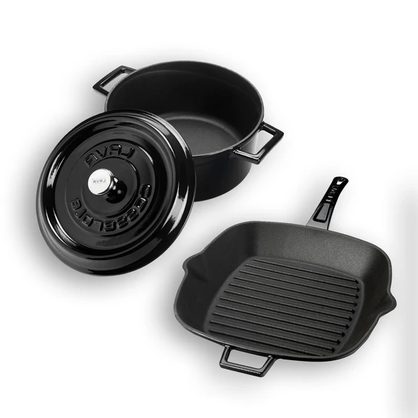 Lava Döküm Trendy 4 Parça Tencere Tava Seti  Siyah - 3