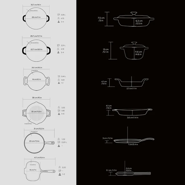 Lava Döküm 6x Trendy Serisi 9 Parça Tencere & Tava Seti Siyah - 6