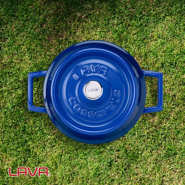 Lava Döküm Yuvarlak Tencere. Trendy Çap(Ø) 18cm.  Mavi - Resim 6