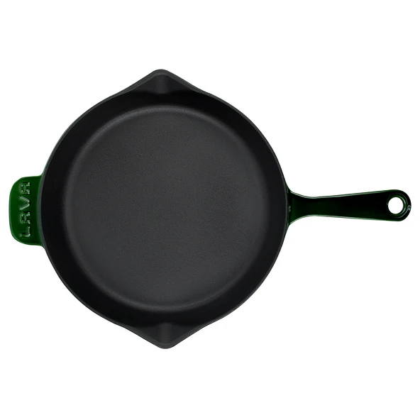 Lava Döküm Yuvarlak Kızartma Tavası Döküm Demir Yekpare Saplı Premium Serisi. Çap(Ø)28cm.  Yeşil - 3