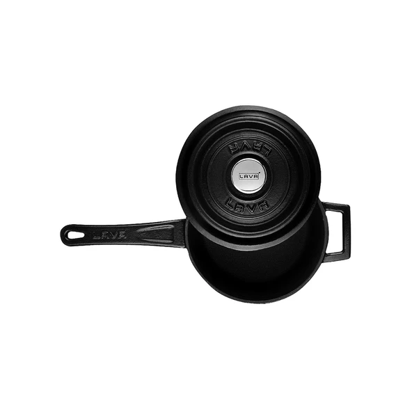 Lava Döküm Yuvarlak Sos Tenceresi. Döküm Demir Yekpare Saplı Trendy Serisi Çap(Ø16 cm.  Mat Siyah - 3