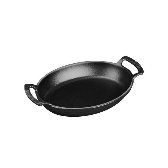Lava Döküm Oval Sahan Döküm Demir Yekpare Çift Kulplu Ölçü 19x14cm.  Siyah - 2