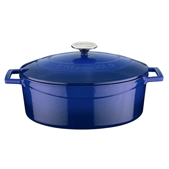 Lava Döküm Oval Tencere. Folk Serisi Ölçü 23x29cm.  Mavi ürün görseli