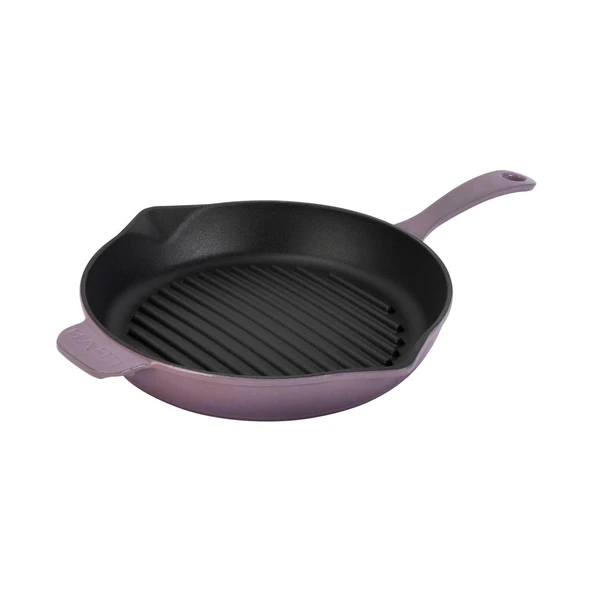 Lava Döküm Yuvarlak Izgara Tava Döküm Demir Yekpare Saplı Çap(Ø)28cm.  Mor - Resim 2