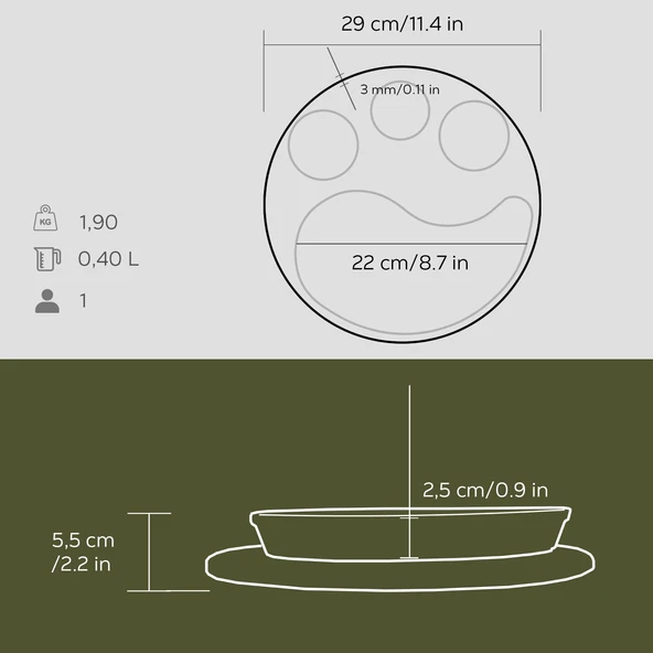 Lava Döküm Damla Formlu Yingyang Fajita Tabağı Kayın Servis Ahşabı Ölçü 10x20cm. (Bu ürüne sos kapları dahil değildir) - 3