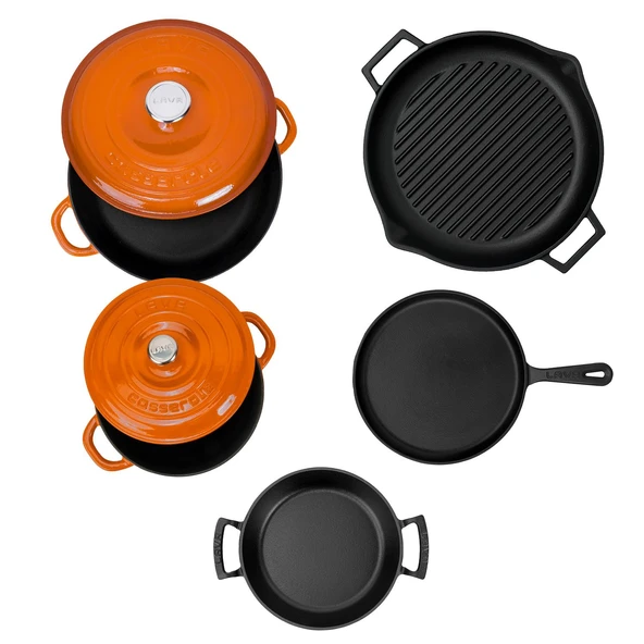 Lava Döküm 5x Trendy Serisi 8 Parça Tencere & Tava Seti  Turuncu - Resim 4