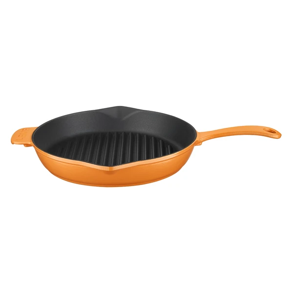 Lava Döküm Yuvarlak Izgara Tavası Döküm Demir Yekpare Saplı Spring Serisi Çap(Ø)28cm. Turuncu ürün görseli 1