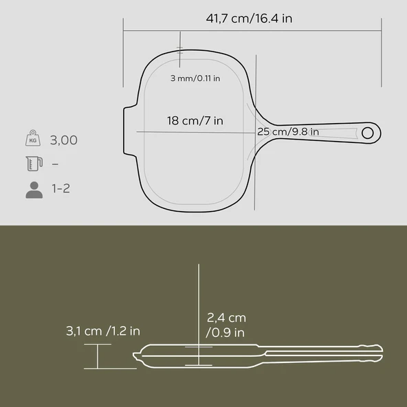 Lava Döküm Dikdörtgen Izgara Tost Makinası Döküm Demir Yekpare Saplı Ölçü 18x26cm. - Resim 6