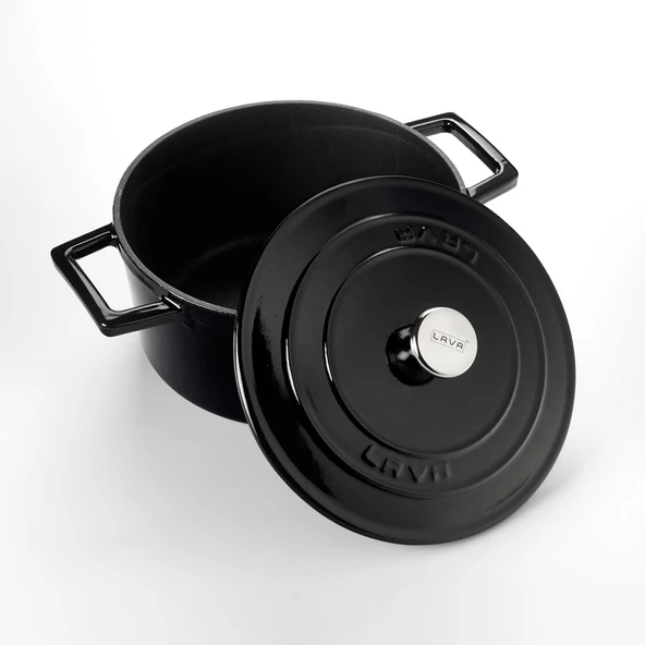 Lava Döküm Yuvarlak Tencere. Folk Çap(Ø)20cm.  Siyah - 2